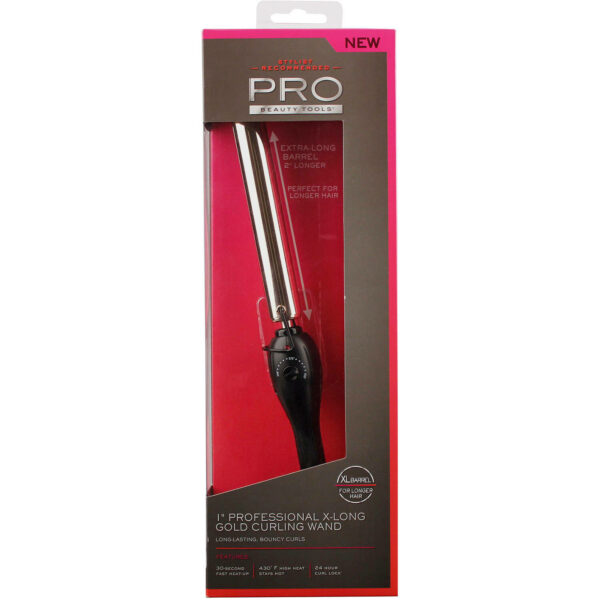 Pro Beauty Tools Professional 1" X-Long Gold Curling Wand - Image 2