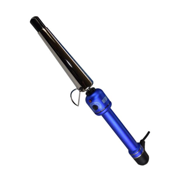 Hot tools curling iron Tools Titanium Tapered Curling Wand 1 1/4" with blue coating handle.
