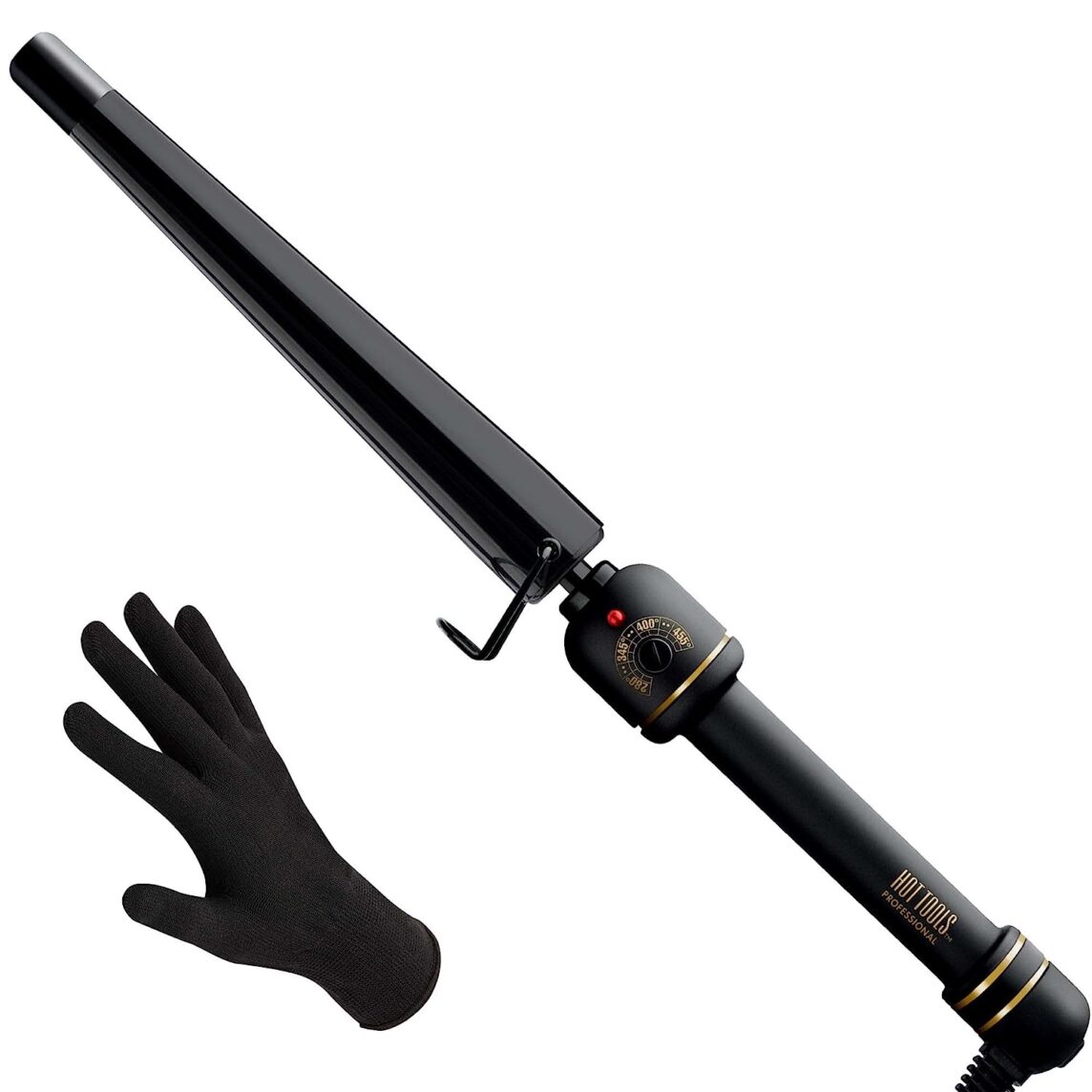 HOT TOOLS Professional Black Gold XL Tapered 11/4" Curling Wand 361