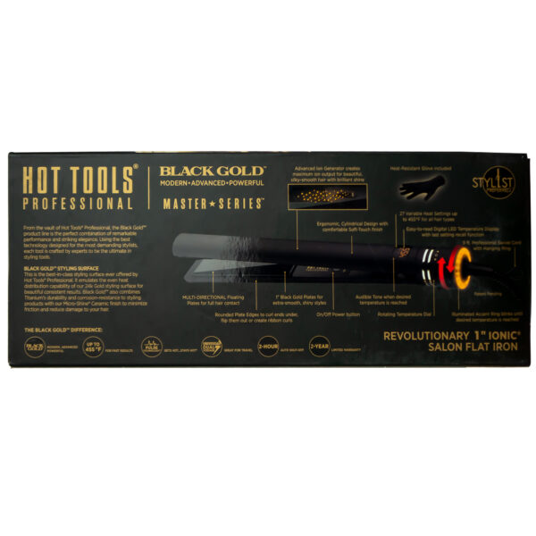 Hot Tools Black Gold Evolve Ionic Salon 1" Flat Iron - Image 3